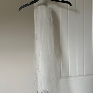 Elegant White Beaded Wedding Veil